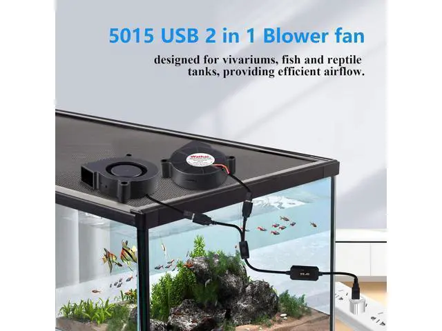 Alt view image 2 of 6 - Wathai 50mm x 15mm USB Blower Fan 5V 5015 Brushless Cooling Fans with Variable Speed Controller for Laptops, Helmets, and DIY Projects 2 Pack