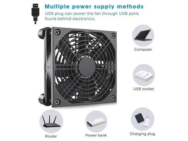 Alt view image 5 of 6 - 120mm 5V Quiet USB Powered Computer Cooling Fan with Multi-Speed Controller for Router Modem Xbox TV Box DVR Playstation Receiver and Other Electronics Cooler