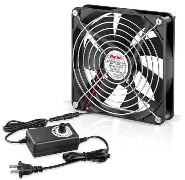 Main image of Wathai 140mm x 25mm Computer Fan with AC Plug 110V 120V 220V 240V Variable Speed Controller for DIY Biltong Box Reptile Aquarium Receiver DVR Playstation Xbox Cabinet Ventilation Cooling