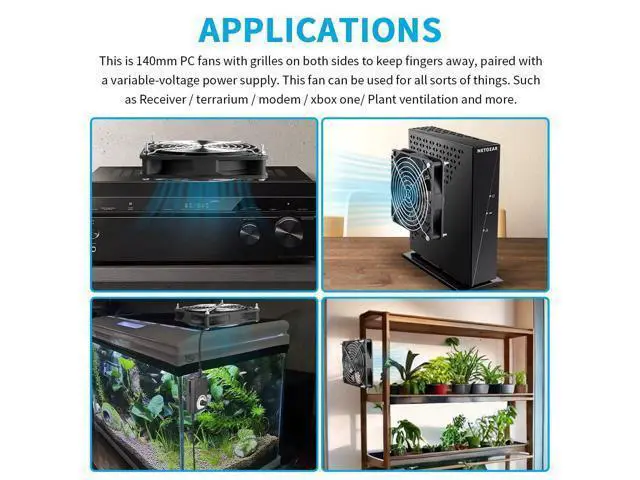 Alt view image 2 of 6 - Wathai 140mm x 25mm Computer Fan with AC Plug 110V 120V 220V 240V Variable Speed Controller for DIY Biltong Box Reptile Aquarium Receiver DVR Playstation Xbox Cabinet Ventilation Cooling
