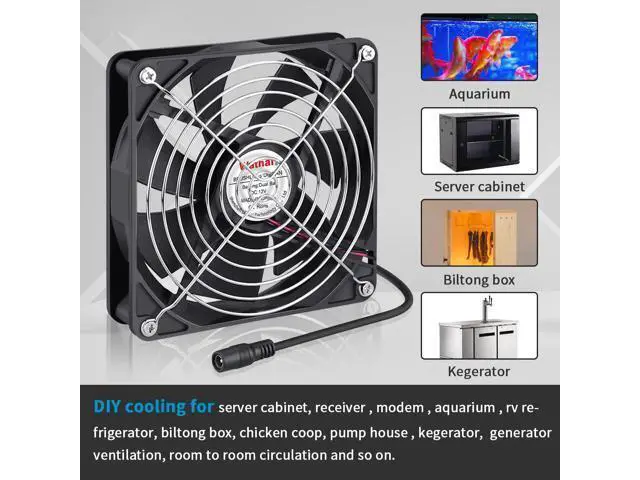 Alt view image 6 of 6 - Wathai 140mm x 25mm Computer Fan with AC Plug 110V 120V 220V 240V Variable Speed Controller for DIY Biltong Box Reptile Aquarium Receiver DVR Playstation Xbox Cabinet Ventilation Cooling