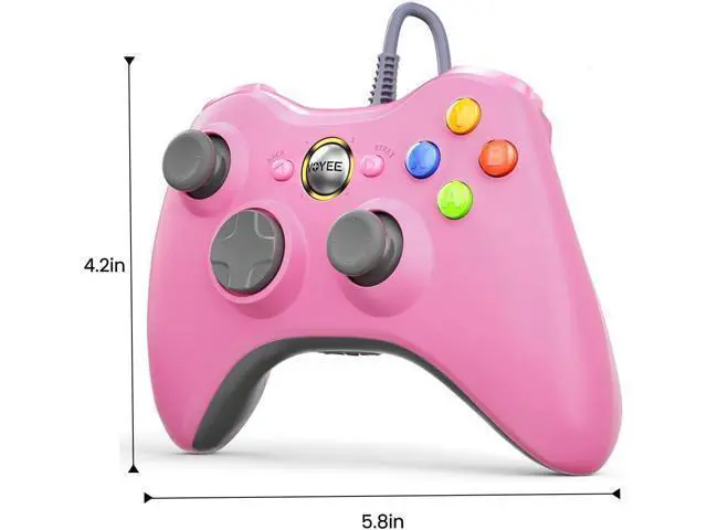 Alt view image 2 of 7 - VOYEE PC Controller, Wired Controller Compatible with Microsoft Xbox 360 & Slim/PC Windows 10/8/7, with Upgraded Joystick, Double Shock | Enhanced (Pink)