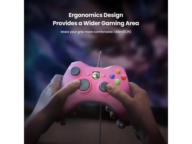 Alt view image 6 of 7 - VOYEE PC Controller, Wired Controller Compatible with Microsoft Xbox 360 & Slim/PC Windows 10/8/7, with Upgraded Joystick, Double Shock | Enhanced (Pink)