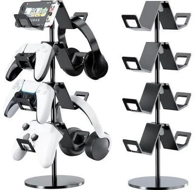 Main image of Controller Holder 4 Tier,Headphone Stand - Adjustable Headset Holder for Xbox PS5 PS4 Switch Pro - Gaming Storage for Universal Game Accessories,Desk/Floor(Black)
