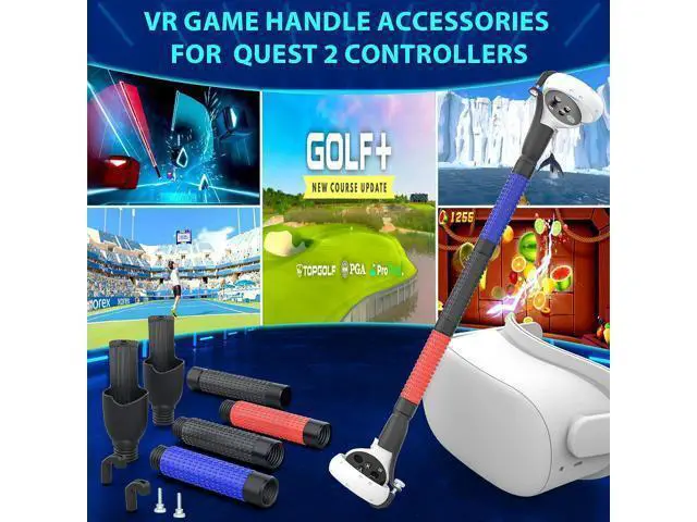 Alt view image 6 of 7 - VR Game Handle Accessories for Quest 2 Controllers, Extension Grips for Playing Beat Saber Gorilla Tag Long Arms, VR Handle Attachments Compatible with Playing VR Games