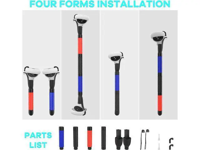 Alt view image 7 of 7 - VR Game Handle Accessories for Quest 2 Controllers, Extension Grips for Playing Beat Saber Gorilla Tag Long Arms, VR Handle Attachments Compatible with Playing VR Games