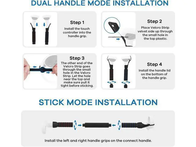 Alt view image 7 of 7 - AMVR Gorilla Tag Long Arms Beat Saber Handles for Oculus Quest 2/Quest/Rift S, VR Controller Extension Grip Accessories 2 in 1 Sticks Attachment, Reinforcement with Tie Wraps(Not for Q3)