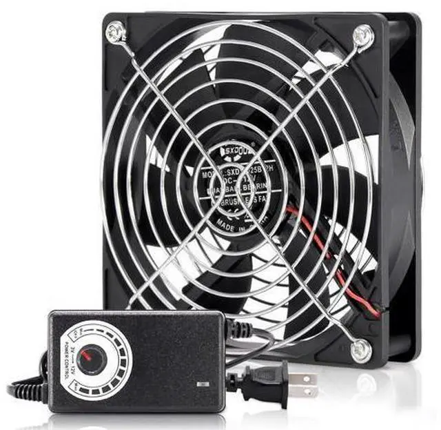 Main image of 120mm 110V 115V 120V AC Powered Fan with Speed Controller DC 3V to 12V, for Router Receiver DVR Playstation Xbox Component Cooling