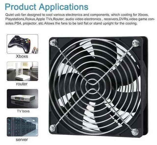 Alt view image 5 of 7 - 120mm 110V 115V 120V AC Powered Fan with Speed Controller DC 3V to 12V, for Router Receiver DVR Playstation Xbox Component Cooling