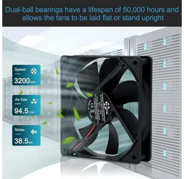 Alt view image 4 of 7 - 120mm 110V 115V 120V AC Powered Fan with Speed Controller DC 3V to 12V, for Router Receiver DVR Playstation Xbox Component Cooling