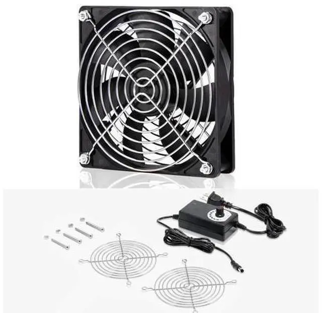Alt view image 7 of 7 - 120mm 110V 115V 120V AC Powered Fan with Speed Controller DC 3V to 12V, for Router Receiver DVR Playstation Xbox Component Cooling