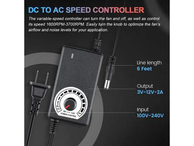 Alt view image 4 of 7 - 97mm x 33mm Blower Fan Dual Ball 12 Volt High CFM 110v 220v Variable Speed Controller with AC Pulg for DIY Cooling Ventilation Exhaust Projects, Inflatable Replacement