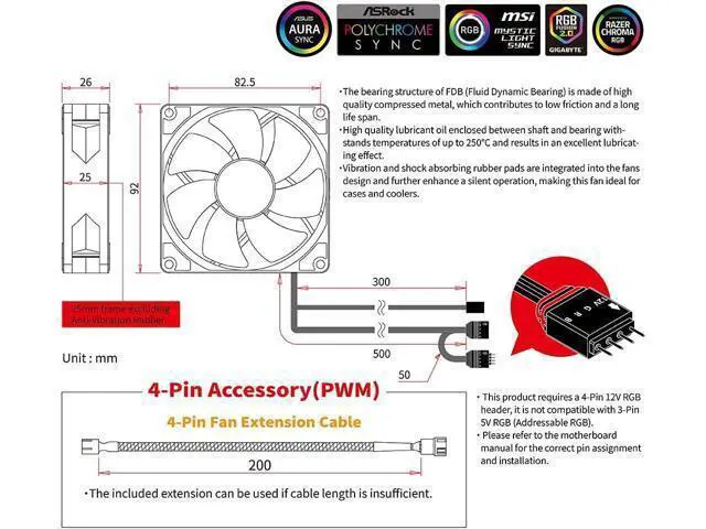 Alt view image 7 of 7 - Scythe Kaze Flex 92mm RGB LED Fan, PWM 300-2300 RPM, No Controller Included, Single Pack