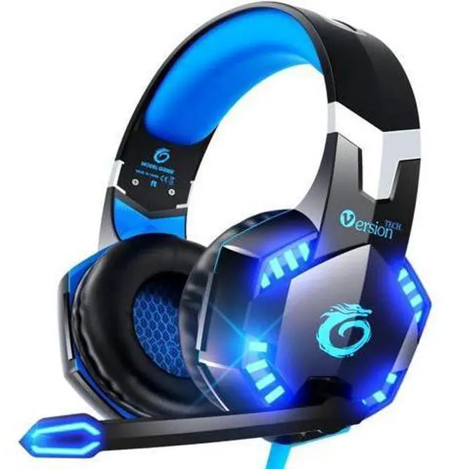 Main image of VersionTECH. G2000 Gaming Headset for PS5 PS4 Xbox One Controller,Bass Surround Noise Cancelling Mic, Over Ear Headphones with LED Lights for Mac Laptop Xbox Series X S Nintendo Switch NES PC Games