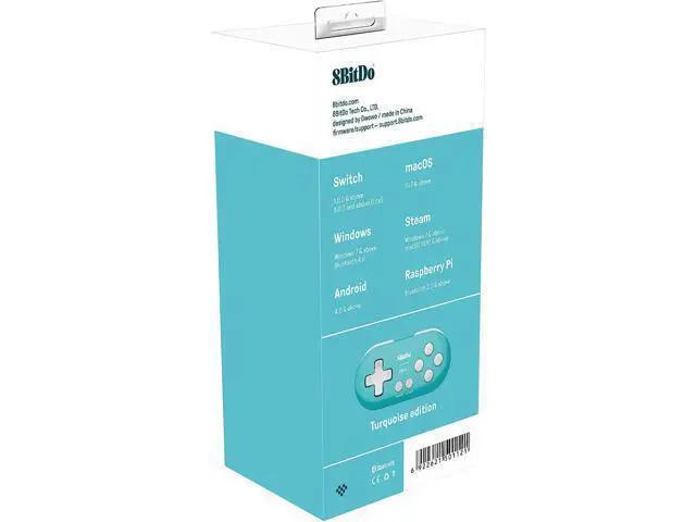 Alt view image 2 of 7 - Nargos 8Bitdo Zero 2 Bluetooth Key Chain Sized Mini Controller for Nintendo Switch, Windows, Android and macOS (Turquoise Edition)