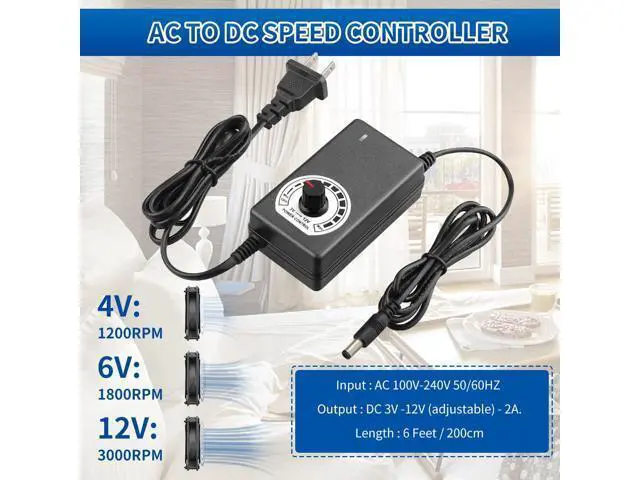 Alt view image 5 of 7 - AC 120mm Powerful Computer Fan with AC Plug, 110V - 240V AC to DC 12V Variable Speed Controller for Electronic ComponentsPS5RouterXboxGrowtentModemAmplifierReceiverBiltong Cooling