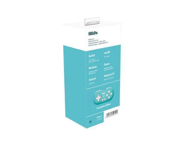 Alt view image 2 of 7 - 8Bitdo Zero 2 Bluetooth Gamepad Keychain Sized Mini Controller for Switch, Windows, Android, macOS & Raspberry Pi(Turquoise Edition)