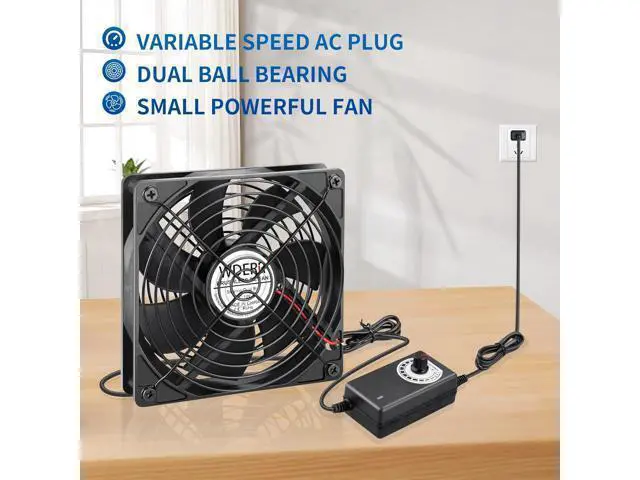 Alt view image 2 of 7 - AC 120mm Powerful Computer Fan with AC Plug, 110V - 240V AC to DC 12V Variable Speed Controller for Electronic ComponentsPS5RouterXboxGrowtentModemAmplifierReceiverBiltong Cooling