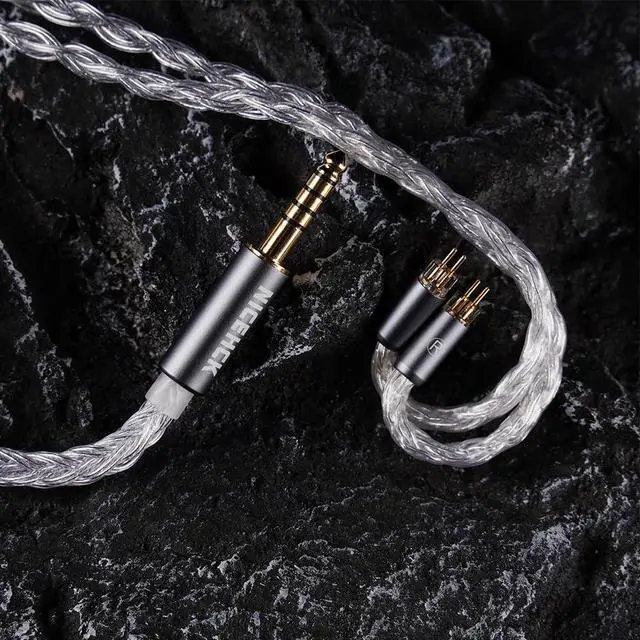 Alt view image 2 of 7 - IcyMoon 3.5mm Single-End MMCX IEM Upgrade Cable | 16-strand OCC silver plated OFC wire, silver aluminum alloy fittings, fits MMCX IEM & 3.5mm portable HiFi players