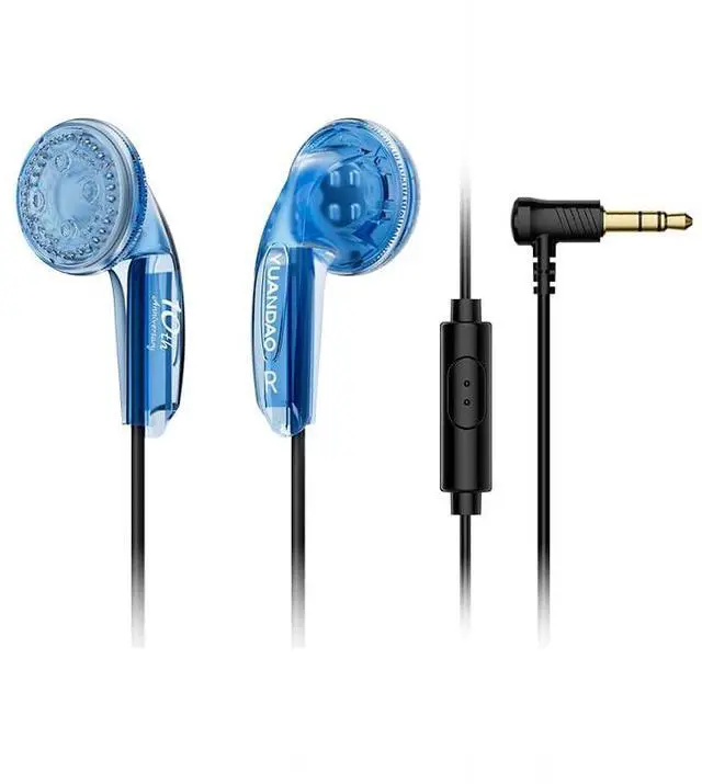 Main image of 10th Anniv Flat Earbuds,15.4mm DD,3.5mm HiFi IEM Blue with Mic | 15.4mm N52 driver, balanced HiFi sound; inline mic for calls; transparent limited housing, universal 3.5mm jack