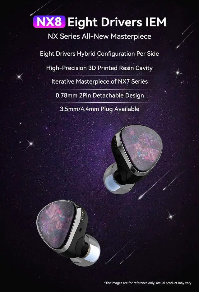 Alt view image 3 of 7 - NX8 3.5mm Single-Ended IEM 8 Hybrid Drivers 1DD+6BA+PZT | 8 hybrid driver set: 1 dynamic, 6 balanced armature & piezoelectric ceramic ultra-high unit