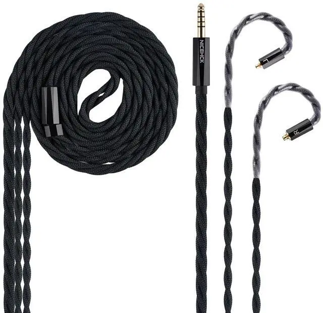 Main image of MeetEva IEM Cable, Silver Plated Copper Alloy Earbuds Upgrade Cords, Silver Plated OFC in Ear Monitor Cables for Audiophile Musician Replacement Cord (4.4mm with MMCX)