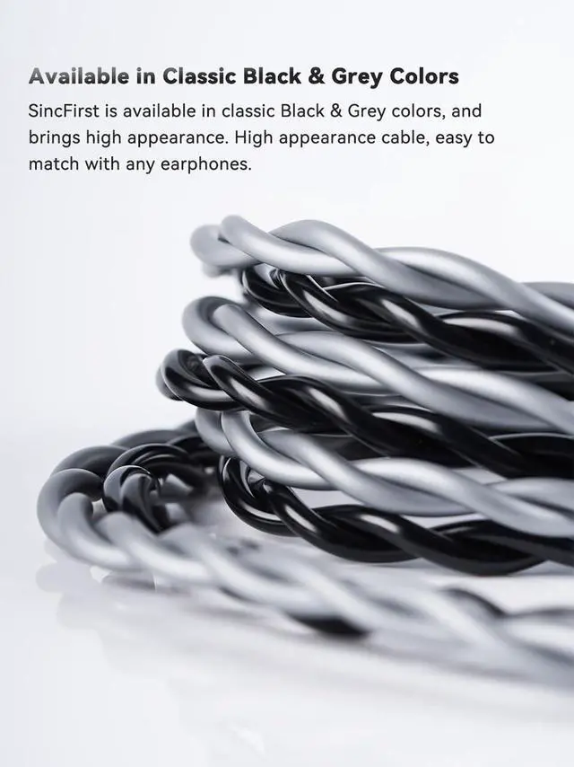Alt view image 5 of 7 - SincFirst 7N OFC HiFi Upgrade Cable, 0.78mm 2Pin Connector, 4.4mm Balanced Plug, Dual Strands High Purity Audio Cable for IEMs (Black)