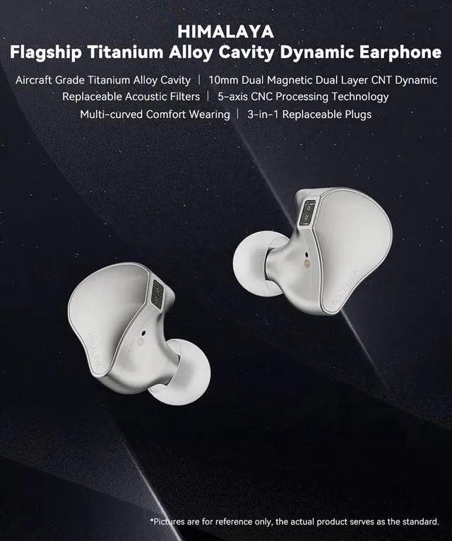 Alt view image 2 of 7 - Himalaya VGP Award Titanium 10mm CNT Dynamic Wired in Ear Monitor | Titanium alloy IEM with dual-magnetic 22m CNT dynamic driver, detachable silver OFC cable & swappable 2.5/3.5/4.4mm plugs