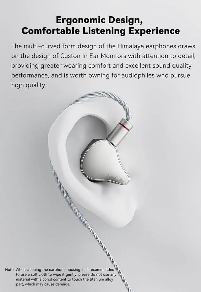 Alt view image 5 of 7 - Himalaya VGP Award Titanium 10mm CNT Dynamic Wired in Ear Monitor | Titanium alloy IEM with dual-magnetic 22m CNT dynamic driver, detachable silver OFC cable & swappable 2.5/3.5/4.4mm plugs
