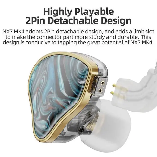 Alt view image 2 of 7 - NX7 MK4 7Driver Hybrid IEM 3.5mm 0.78 2Pin in Ear Monitor Earphone | 7 hybrid drivers with beryllium dynamic & PZT BA, swappable sound nozzles,3.5mm 0.78 2Pin, silver copper mixed braided cable