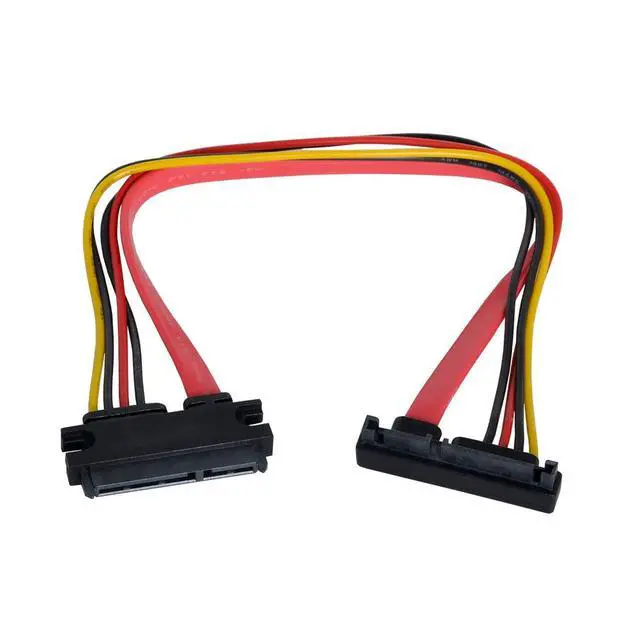 Alt view image 2 of 7 - xiwai Down Angled SATA III 3.0 7+15 22 Pin SATA Male to Female Data Power Extension Cable 30cm