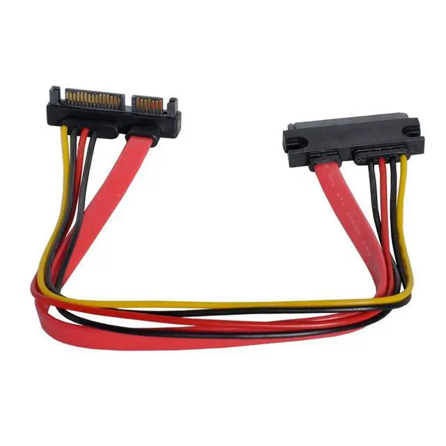 Alt view image 4 of 7 - xiwai Down Angled SATA III 3.0 7+15 22 Pin SATA Male to Female Data Power Extension Cable 30cm