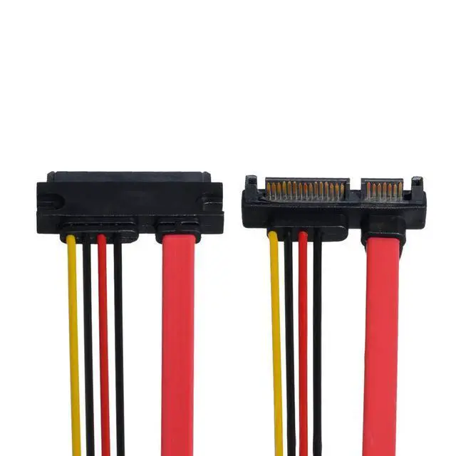Alt view image 6 of 7 - xiwai Down Angled SATA III 3.0 7+15 22 Pin SATA Male to Female Data Power Extension Cable 30cm