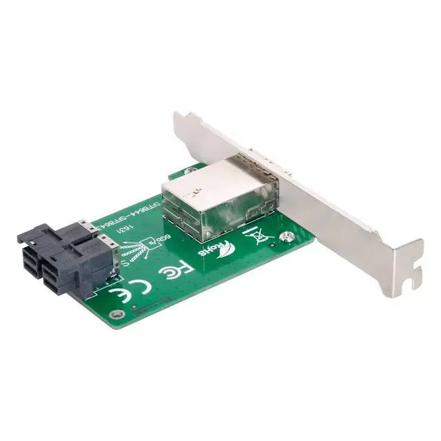 Alt view image 6 of 7 - chenyang Dual Ports Mini SAS HD SFF-8644 to Internal SAS HD SFF-8643 PCBA Female Adapter with Low Profile Bracket
