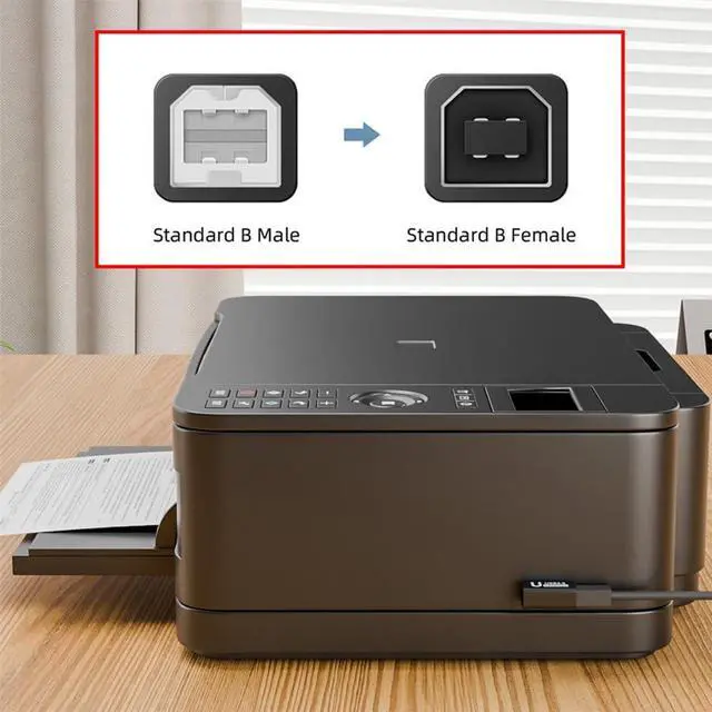 Alt view image 6 of 7 - xiwai 4pcs/lot USB Type-B 2.0 Male to Female Extension Adapter Horizontal L Size Vertical Angled 90 Degree Converter for Camera, Piano,PLC, AIO