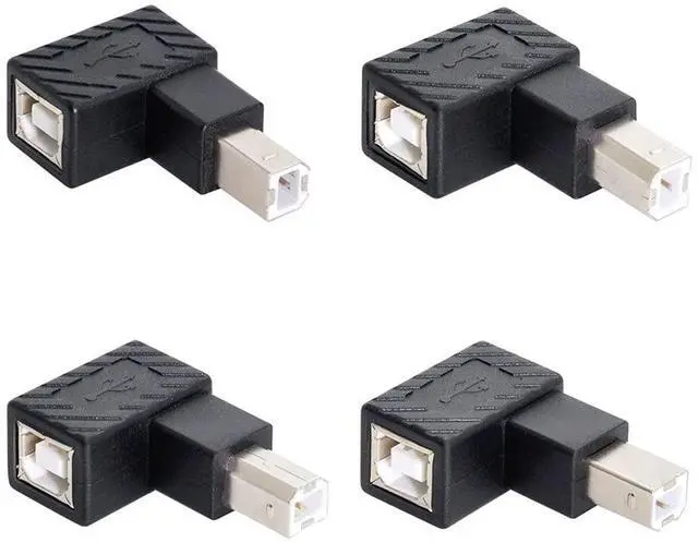 Main image of xiwai 4Pcs USB 2.0 B Type Male to Female Extension Adapter Horizontal Vertical Angled 90 Degree for Disk Scanner