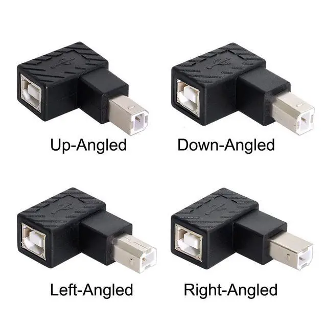 Alt view image 5 of 7 - xiwai 4Pcs USB 2.0 B Type Male to Female Extension Adapter Horizontal Vertical Angled 90 Degree for Disk Scanner