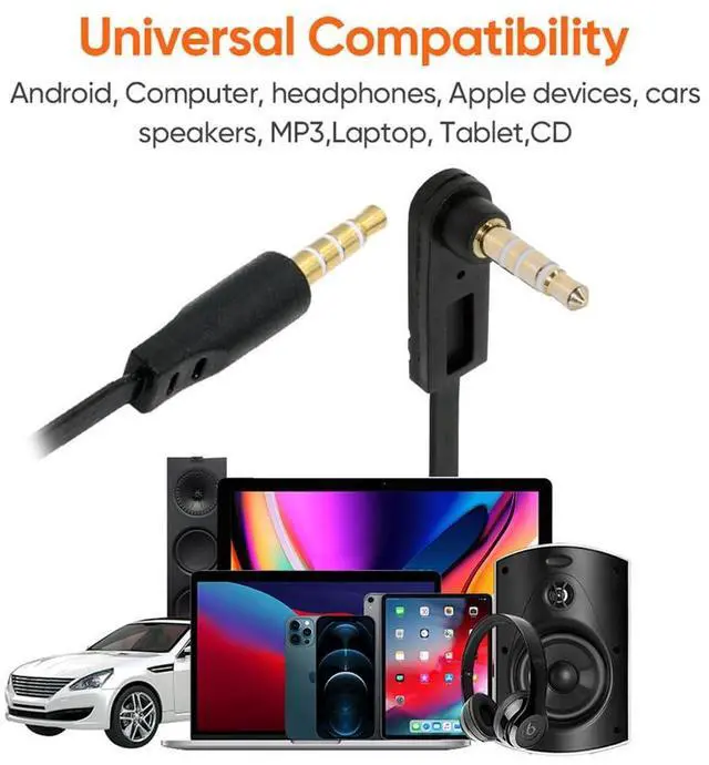 Alt view image 3 of 7 - xiwai Ultra Slim Flat AUX Cable 15cm 4 Poles Auxiliary Audio Stereo 3.5mm Male to Male Speaker Cord 90 Degree Right Angled Compatible with Car,Home Stereos MP3 Player
