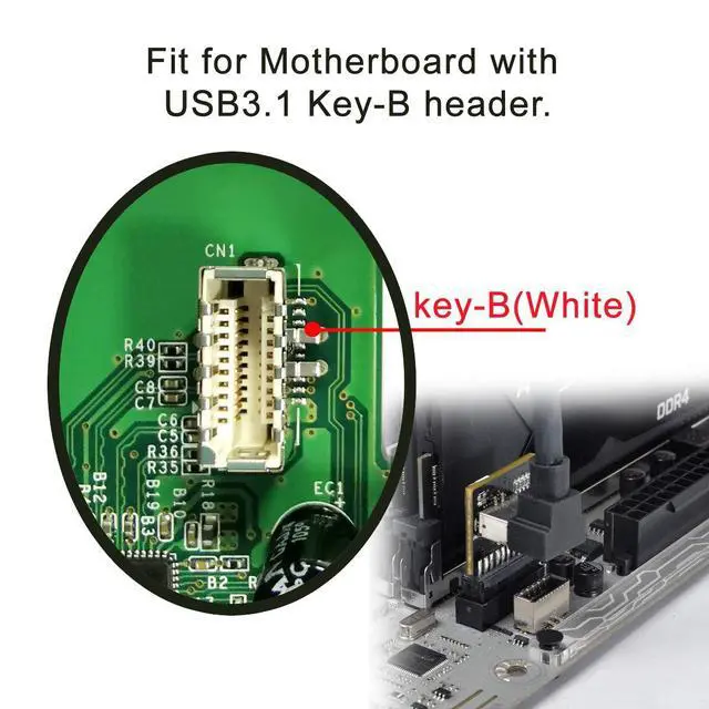 Alt view image 5 of 7 - xiwai USB 3.1 Front Panel Socket Key-B Type-E to USB 3.0 20Pin Header Male Extension Adapter for Motherboard