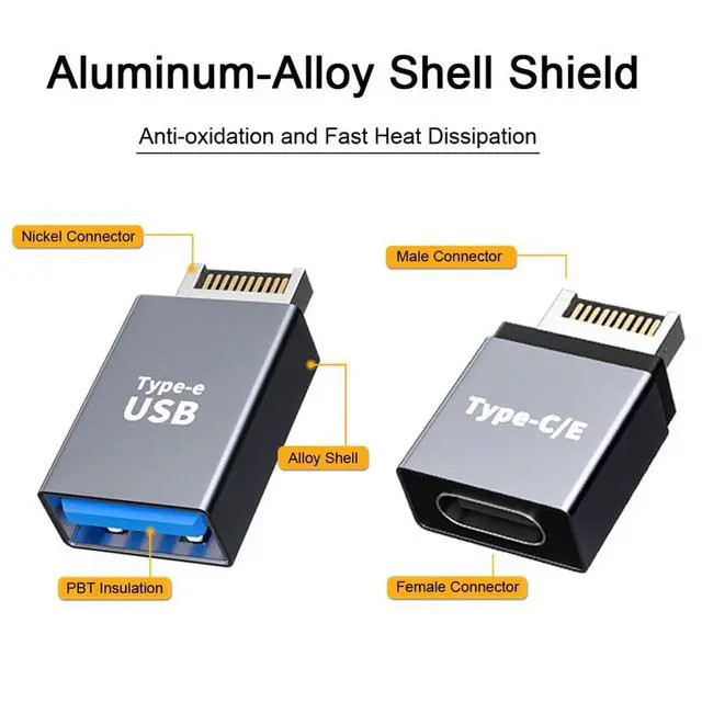 Alt view image 3 of 7 - xiwai 2pcs USB 3.1 Front Panel Header Male Type-E to Type-A & Type-C USB-C Motherboard Extension Data Adapter