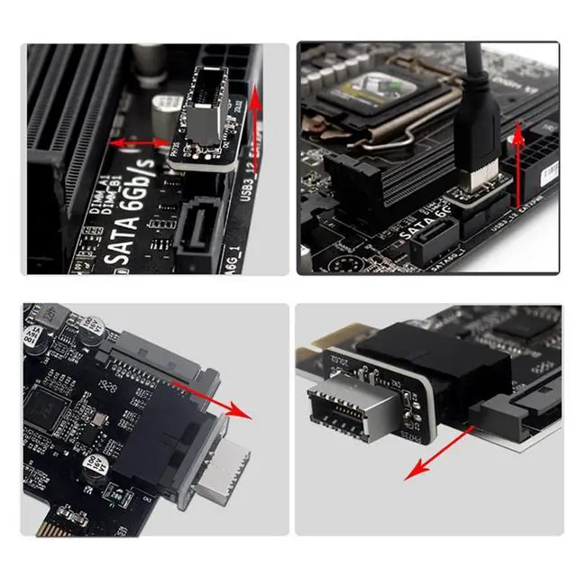 Alt view image 2 of 7 - xiwai Overmold USB 3.1 Front Panel Socket Key-A Type-E to USB 3.0 20Pin Header Male Extension Adapter