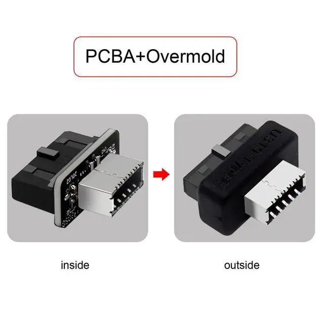Alt view image 3 of 7 - xiwai Overmold USB 3.1 Front Panel Socket Key-A Type-E to USB 3.0 20Pin Header Male Extension Adapter