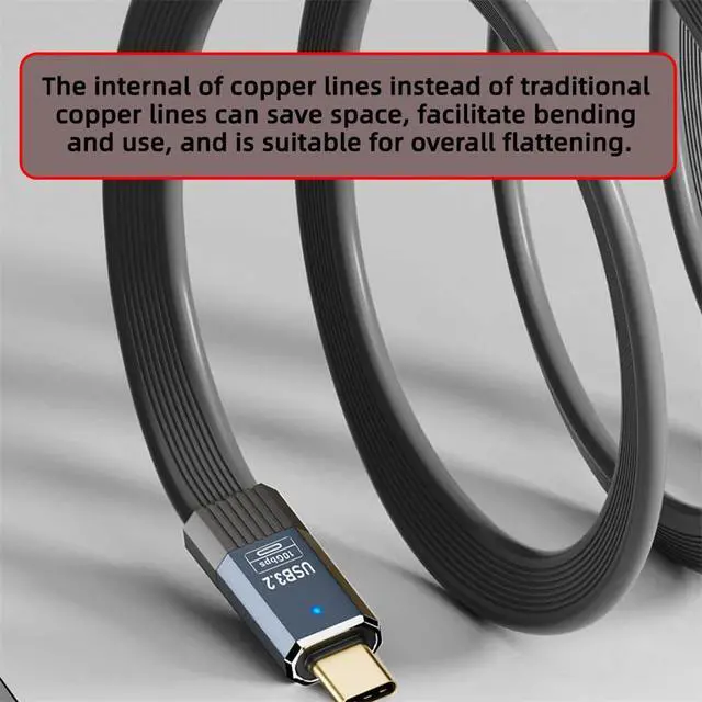Alt view image 7 of 7 - xiwai Flat Slim Design USB3.1 Type-A Male to Type-C Male 10Gbps FPC USB-C Data Power Cable 50cm 5V3A for Laptop Phone Disk