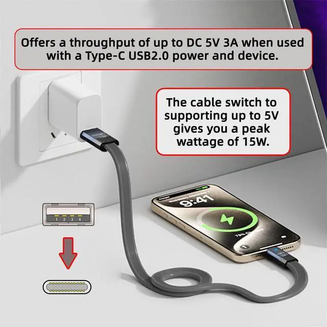 Alt view image 6 of 7 - xiwai Flat Slim Design USB3.1 Type-A Male to Type-C Male 10Gbps FPC USB-C Data Power Cable 20cm 5V3A for Laptop Phone Disk