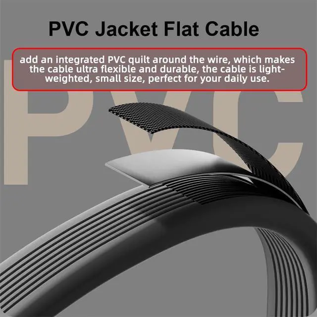 Alt view image 4 of 7 - xiwai Flat Slim Design USB3.1 Type-A Male to Type-C Male 10Gbps FPC USB-C Data Power Cable 50cm 5V3A for Laptop Phone Disk