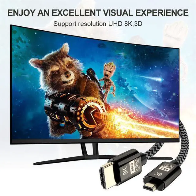 Alt view image 5 of 7 - xiwai Micro HDMI to HDMI 2.1 Ultra-HD UHD 8K 60hz 4K 120hz Cable 48Gbs HDMI Cord for Camera Tablet (1.5m)