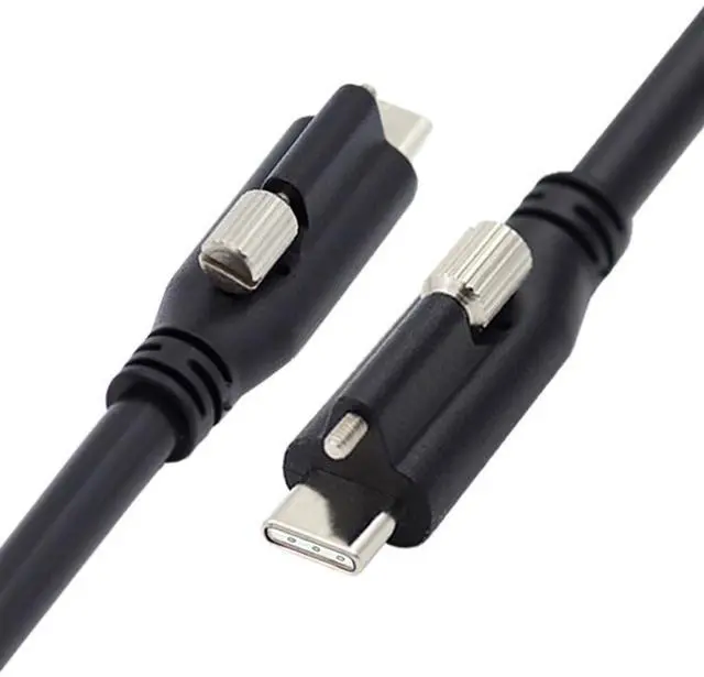 Main image of xiwai Screw Locking USB 3.1 Type-C to USB-C Cable 3.25A USB 3.0 Cord with Single Panel Mount Connector 10Gbps Data 65W PD Power for Laptop Tablet 6.56FT/2.0M