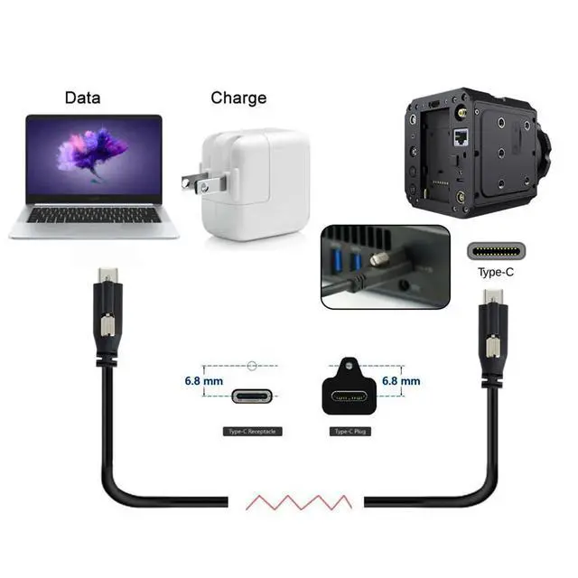 Alt view image 7 of 7 - xiwai Screw Locking USB 3.1 Type-C to USB-C Cable 3.25A USB 3.0 Cord with Single Panel Mount Connector 10Gbps Data 65W PD Power for Laptop Tablet 3.94FT/1.2M