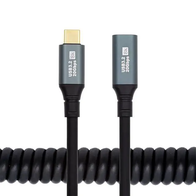 Alt view image 2 of 7 - xiwai USB4 Stretch Type-C Male to Female Extension Cord, Keyboard Coiled USB-C Charger Data Cable 20Gbps 100W 8K for Laptop Tablet