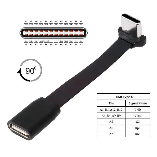 Alt view image 6 of 7 - xiwai Ultra Slim Flat USB-C Male to Female Up Down Angled Cable 6cm | 90 Degree Type-C Power USB2.0 Extension Data Cord 65W Fast Charge for Laptop Tablet Phone
